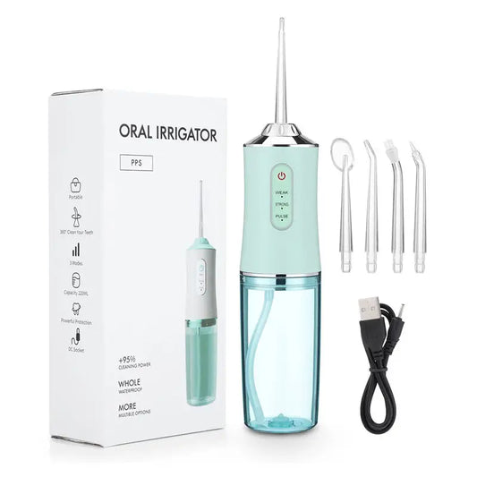 Portable Water Flosser – Rechargeable Oral Irrigator with 4 Tips & 3 Cleaning Modes