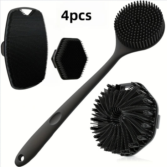 4-Piece Silicone Bath Brush Set – Deep Clean & Exfoliating Body Care Kit